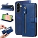 thumbnail image 3 of Funda tipo cartera para Samsung Galaxy A57 5G con bolsillo con cremallera y ranuras para tarjetas – Función de soporte Azul, 3 of 5
