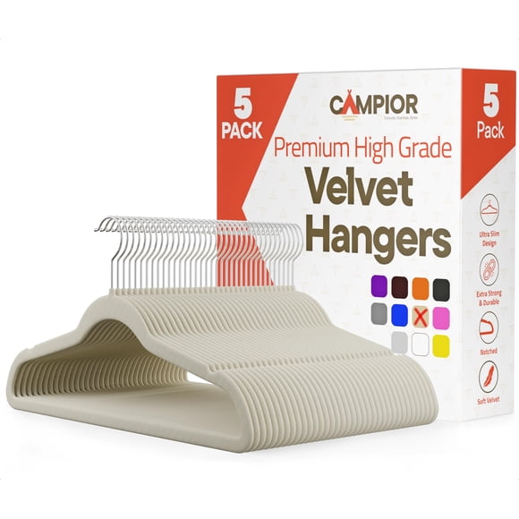 Perchas Campior de terciopelo, 5 unidades, antideslizantes, capacidad de 5 kg