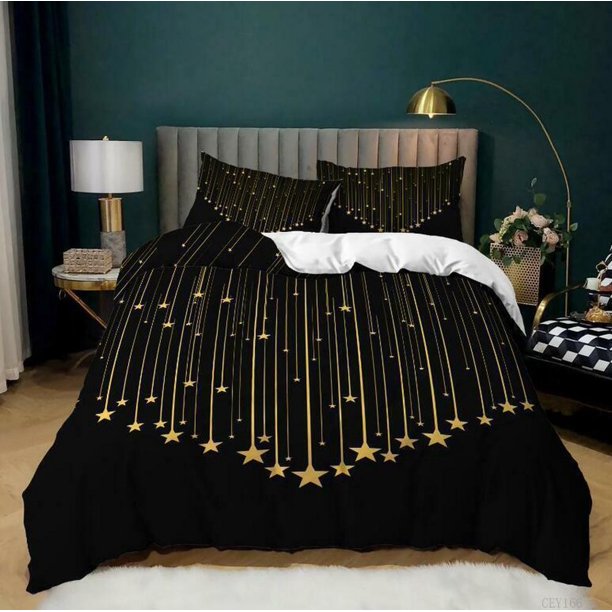 Bright Starry Sky Quilt Duvet Cover Set Comforter Cover Bedroom Decor3-Piece Bedding Set