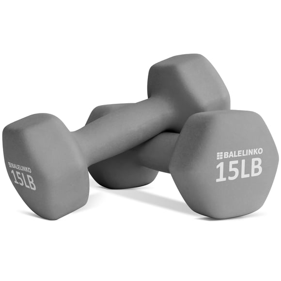 Par de mancuernas Balelinko de 6,5 kg, neopreno, hexagonales, grises