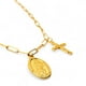 thumbnail image 1 of Collar Religioso de Cruz junto con la medalla de la Virgen de los Rayos de Plata 925 enchapada en Oro de 18k, 1 of 2