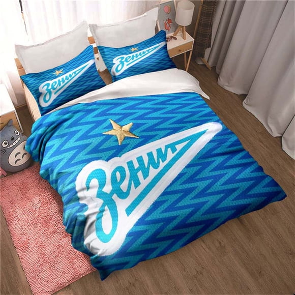 FC Zenit ФУТБОЛЬНЫЙ КЛУБ ЗЕНИТ Football Print Bedding Set Cute Quilt Cover Bed Cover with Pillowcase Custom Bedding Bed Sheets