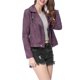 thumbnail image 5 of INSPIRE CHIC Chaqueta de motocicleta para mujer de ante sintético color sólido con cremallera asimétrica M Púrpura oscuro, 5 of 7