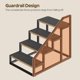 thumbnail image 5 of Escalera YATINEY para mascotas, 4 peldaños para perros pequeños, 52 cm de altura, color marrón rústico, 5 of 9