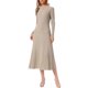 thumbnail image 4 of INSPIRE CHIC Vestido Suéter Plisado para Mujer Cuello Simulado Manga Larga Casual Otoño Invierno Tejido de Punto A-Line Midi Vestido L Camel, 4 of 6