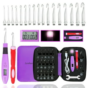 Agujas De Ganchillo Digitales Lewhoo Con Contador De 2,50 A 14,0 Mm, 17 Tamaños