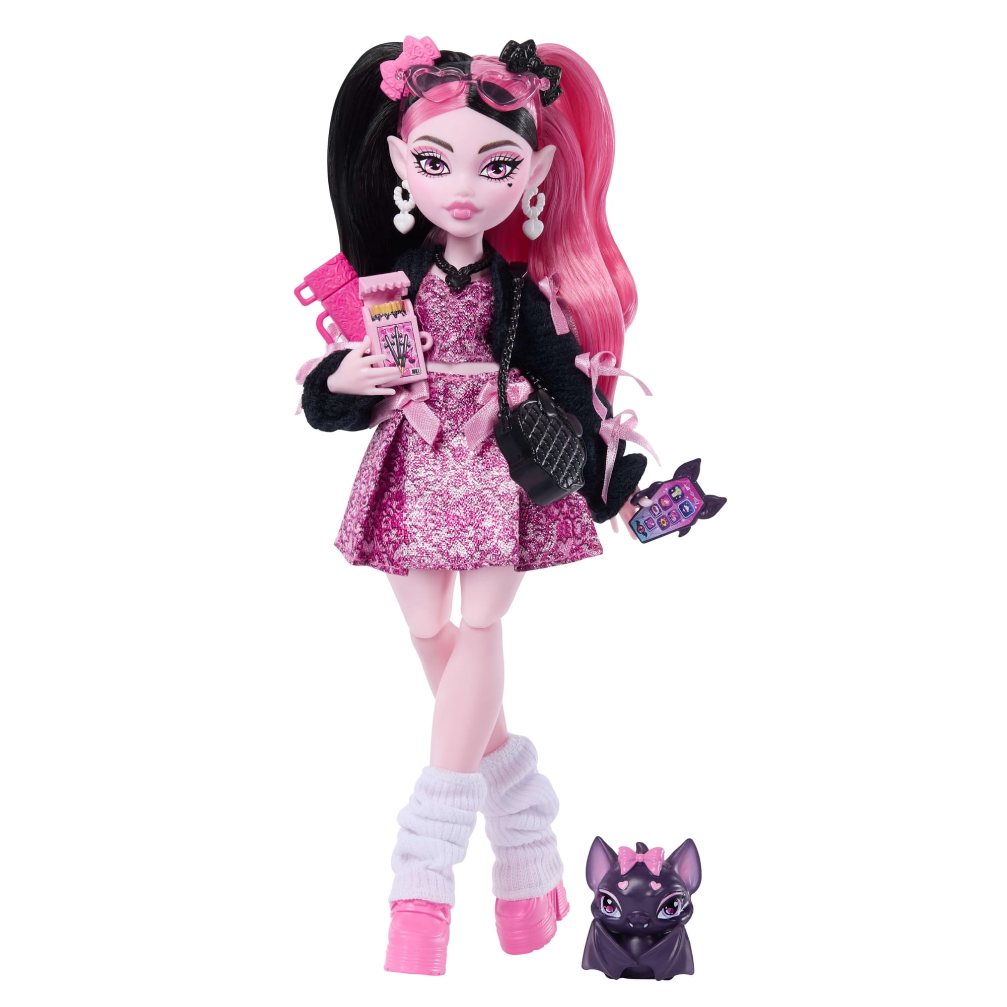 Vestido Con Lazo Rosa Draculaura De Doll Monster High Con Accesorios