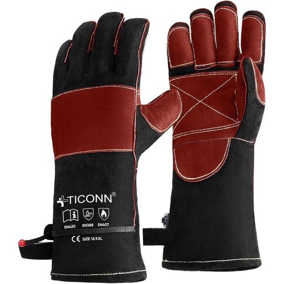 TICONN 16" Leather Welding Gloves for Men, 1000°F Heat Resistant