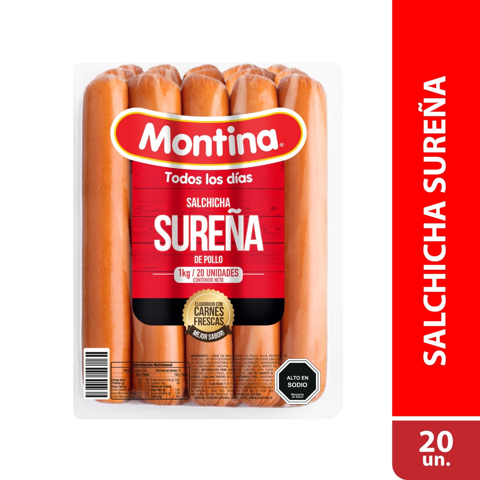 Salchicha Sureña 20 Un 1 kg Montina