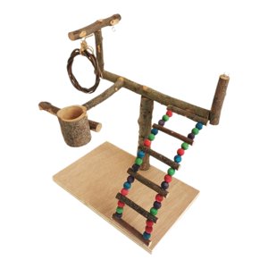 Ioensy - Bird Play Stand Toy Parrot Playground Escalada Escalera Ejercicio Madera Percha Estilo B 32X29X26Cm