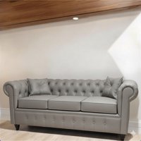 Vitelio - Sofá Chesterfield 3 Cuerpos Eco Cuero