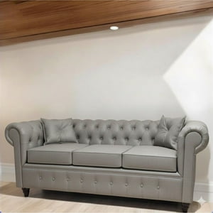 Vitelio - Sofá Chesterfield 3 Cuerpos Eco Cuero