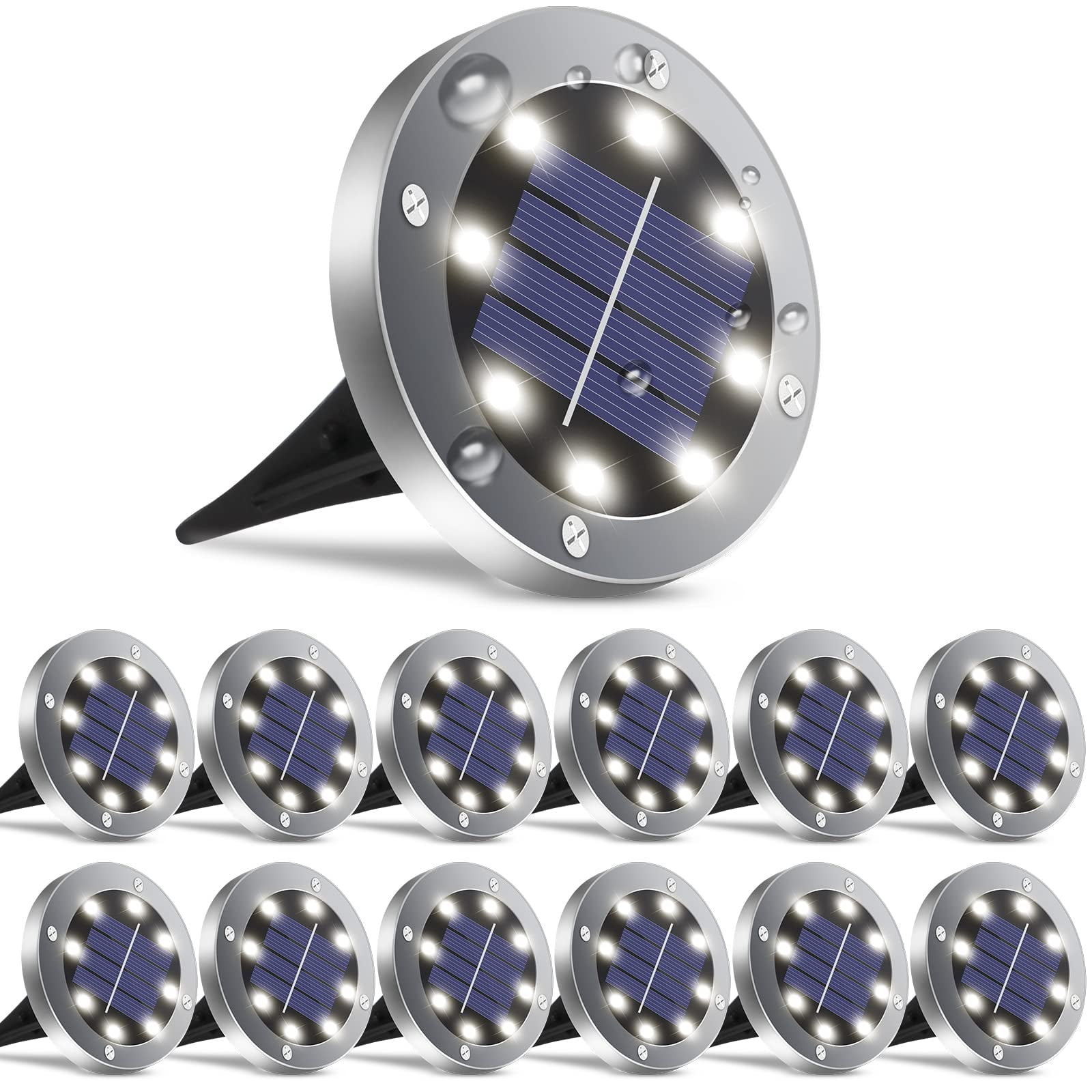 Luces Solares Oulonger, 12 Unidades, Impermeables Para Exteriores, Color Blanco