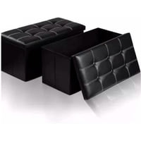 Aspor - Puff Baul Silla Plegable Ecocuero Organizador 38X76Cm Negro