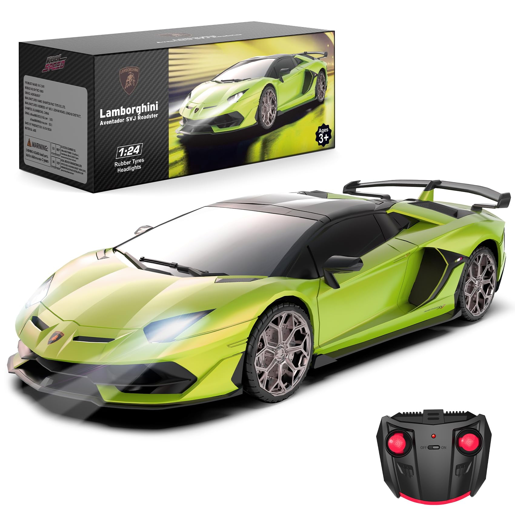 Coche A Control Remoto Aeroquest Lamborghini Escala 1:24 Verde