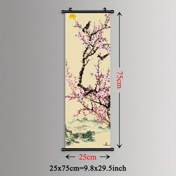 1pc Stunning Nordic Mountain & Plum Blossom Chinese Landscape Wall Art - Perfect for Home Decor in Living Room, Bedroom, Office, Kitchen & Restaurant