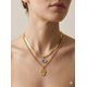 thumbnail image 2 of Collar Carré Mujer Doble Cadena,mano De Fatima Y Ojo Turco Dorado, 2 of 3
