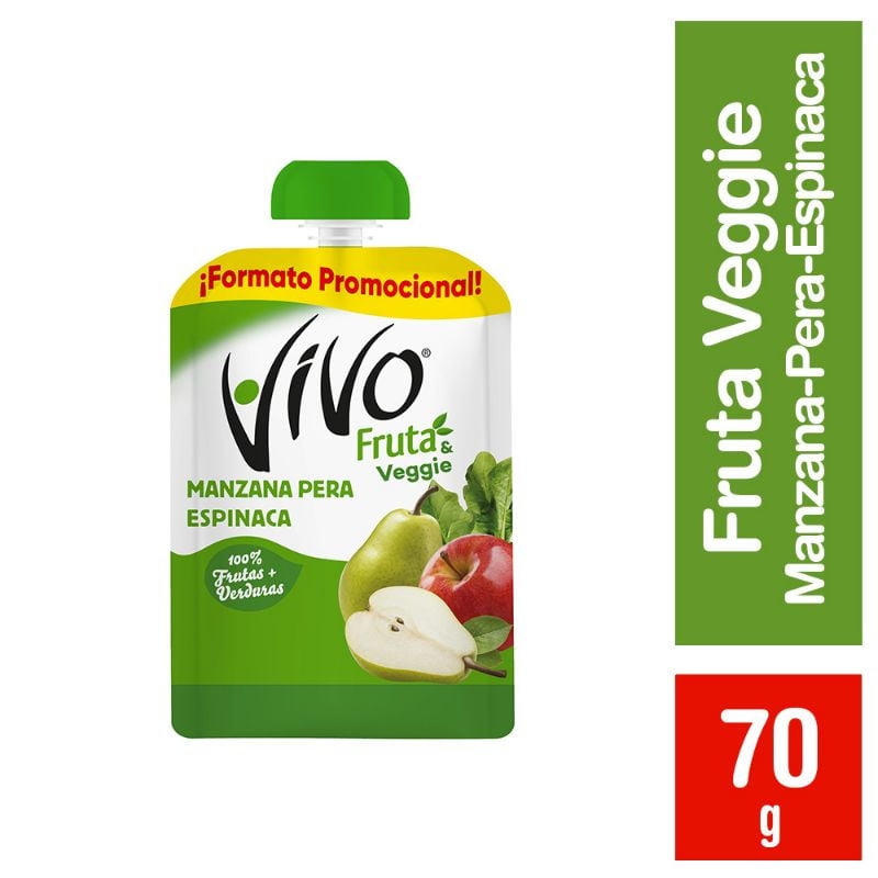 Compota Fruta & Veggies Manzana Pera Espinaca 70 g Vivo