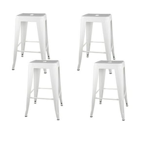 Castletec - Pack 4 Taburetes Pisos Metal Tolix Para Comedor Bar Lf5-03H 66Cm - Blanco