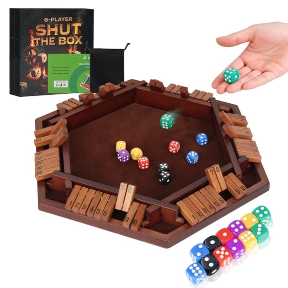Juego Shut The Box Uowivi para 6 jugadores con tablero de madera