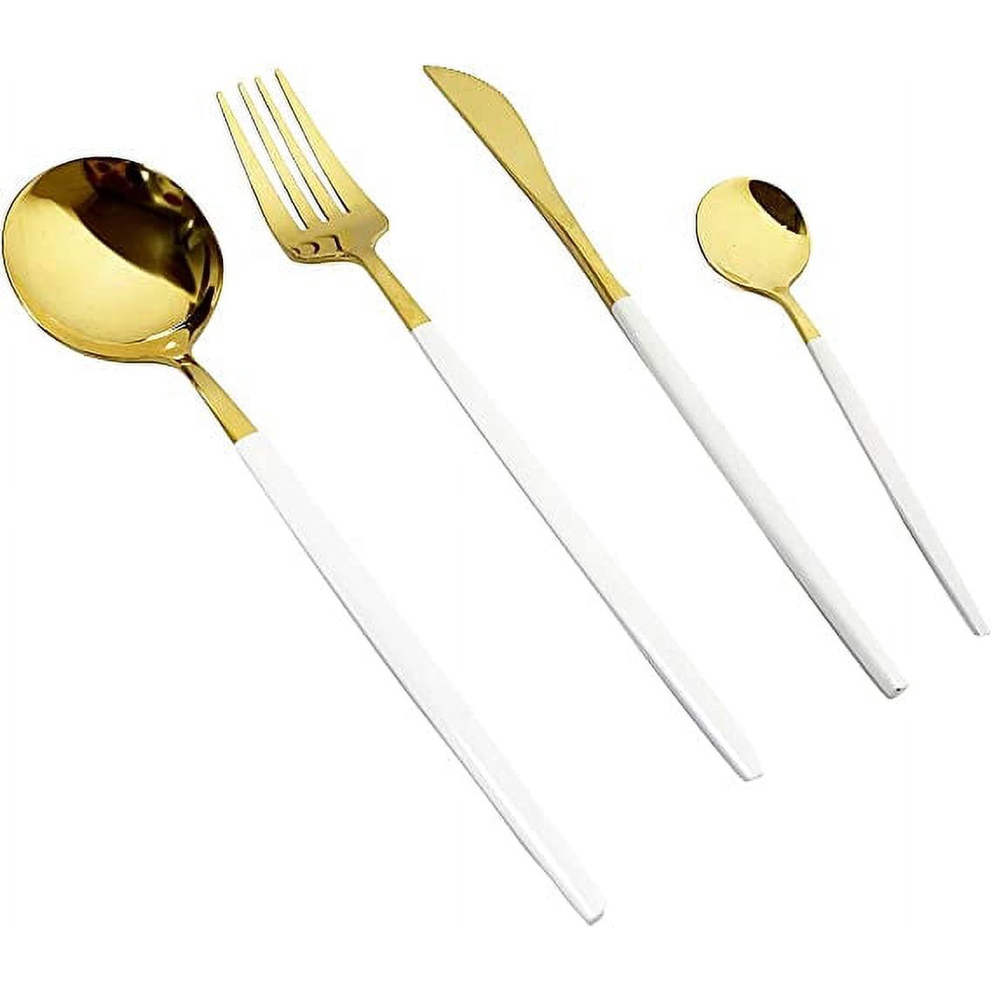 Xmhytop Juego De Cubiertos De Cocina De 24 Piezas, Inoxidable, Color Oro Blanco, Ideal Para Hogares Y Eventos