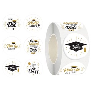 Magideal - De Graduación, 500 Piezas De Etiquetas Adhesivas De Favores De Graduación, Autoadhesivas De Etiquetas Circulares, Sellos De Sobres