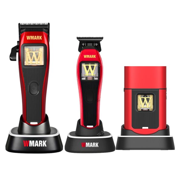 Barber Combo Wmark Clipper Trimmer y Shaver 10000rpm Rojo