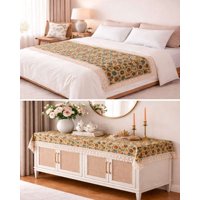 Mylhogar - Piecera De Cama Multiuso Diseño Bohemio Con Encaje 80X200Cm