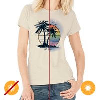 Delsol - Camiseta Para - Isla Palmera Atardecer - Beige De Para - Camiseta (Grande)