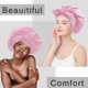 thumbnail image 3 of Gorro VECIIR de seda rosa, grande, con cinta ajustable, 3 of 6