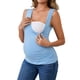 thumbnail image 4 of INSPIRE CHIC Camiseta Básica sin Mangas para Maternidad con Pliegues Cruzados de 2 Paquetes para Mujeres, Tops de Lactancia para Amamantar, Talla Extra Grande Negro y Azul, 4 of 6