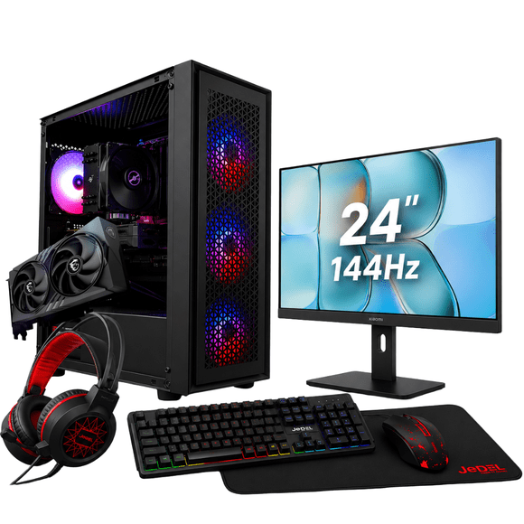 PC Gamer AMD Ryzen 5 5500 16GB RAM 500GB SSD RTX 5050 Monitor 24" IPS + Kit Teclado Gamer