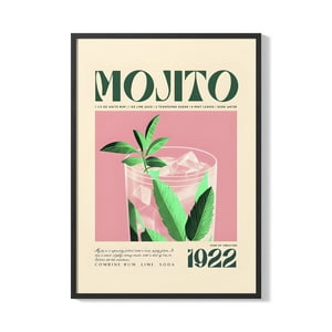 Creango - Cuadro Poster Enmarcado Mojito Coctel Decorativo