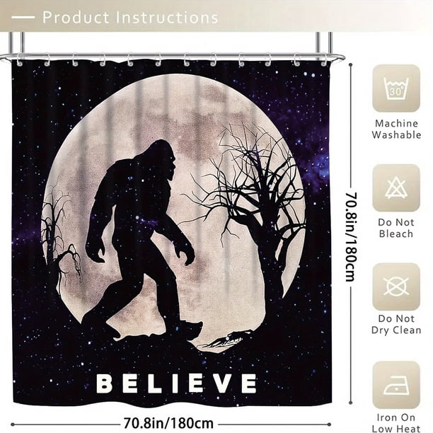1pc Modern Ape Man Shower Curtain and Blanket Set with 12 Hooks - Waterproof Bathroom Decor for Home