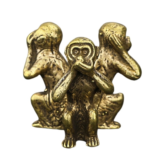 Estatuilla de tres monos, estatuas de animales, ornamento dorado, ver, no hablar, no oír, no mal, esculturas hechas a mano para decoración de