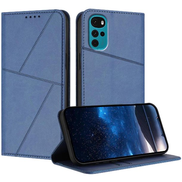 Funda Cartera Magnética para Motorola MOTO G22 4G Protección Antichoque con Ranuras Azul