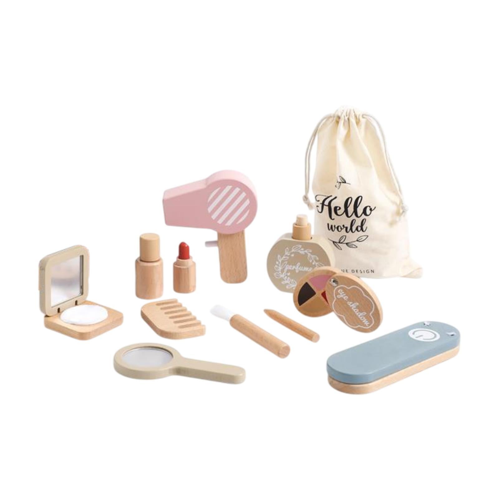 Magideal - Juego De Juguetes De Maquillaje De Madera, Kits De Maquillaje De Princesa, Juguete Para Juego De Imitación De Madera, Tocador, Juego Para Niños Pequeñ
