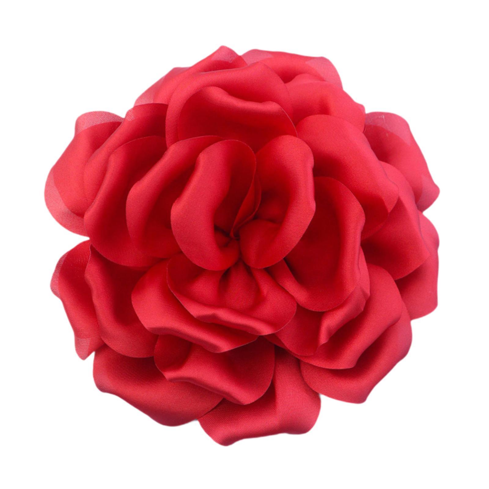 Magideal - Broche De Flores, Ramillete Elegante, Broches De Flores De Rosas Grandes, Broche De Rosa, Pin De Solapa Para Vestido De Baile, Traje, Fiesta, Ceremoni Rojo