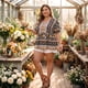 thumbnail image 3 of Agnes Orinda Blusas Boho de Verano con Peplum Floral, Mangas Cortas de Farol y Escote en V para Mujer Plus Size 3X Negro, 3 of 8