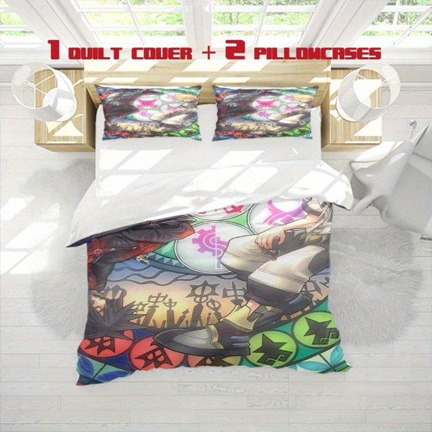 3pcs Kingdom Hearts Stained Glass Print Three Piece bedding Soft Duvet Cover And Two Pillowcases