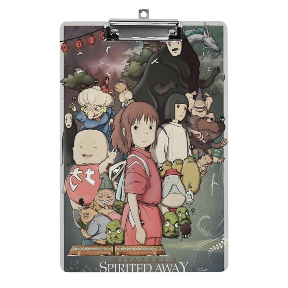 Studio Ghibli Portapapeles de acrílico A4, tamaño carta estándar, carpeta con clip 31.8x 21.5CM para estudiantes, profesores y oficina