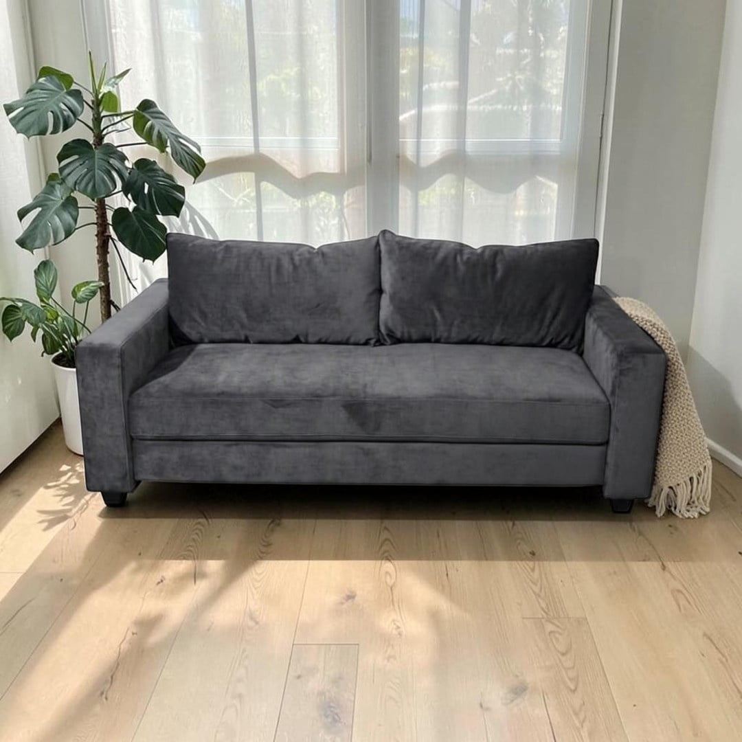 Diseños Valestrini - Sofa Cama Multifuncional Felpa Gris Oscuro