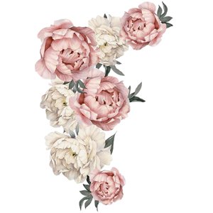 Magideal - Pegatina De Pared De Peonía, Calcomanías De Pared Extraíbles De Pvc, Murales Artísticos Para Cocina, Cuarto De Niños, Dormitorio, Sala De Estar Y Deco Rosa