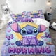 thumbnail image 1 of v1960 Bed Sheets Stitch Bedding Sets Comforter Bed Cover Duvet Cover Pillow Case - Pieces Sets Kids Adult Size Gift for Boys and Girls 3-Piece Bedding Set (1 Duvet Cover + 2 Pillow Shams) Bed Sheets j, 1 of 5