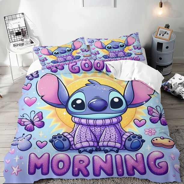 v1960 Bed Sheets Stitch Bedding Sets Comforter Bed Cover Duvet Cover Pillow Case - Pieces Sets Kids Adult Size Gift for Boys and Girls 3-Piece Bedding Set (1 Duvet Cover + 2 Pillow Shams) Bed Sheets j