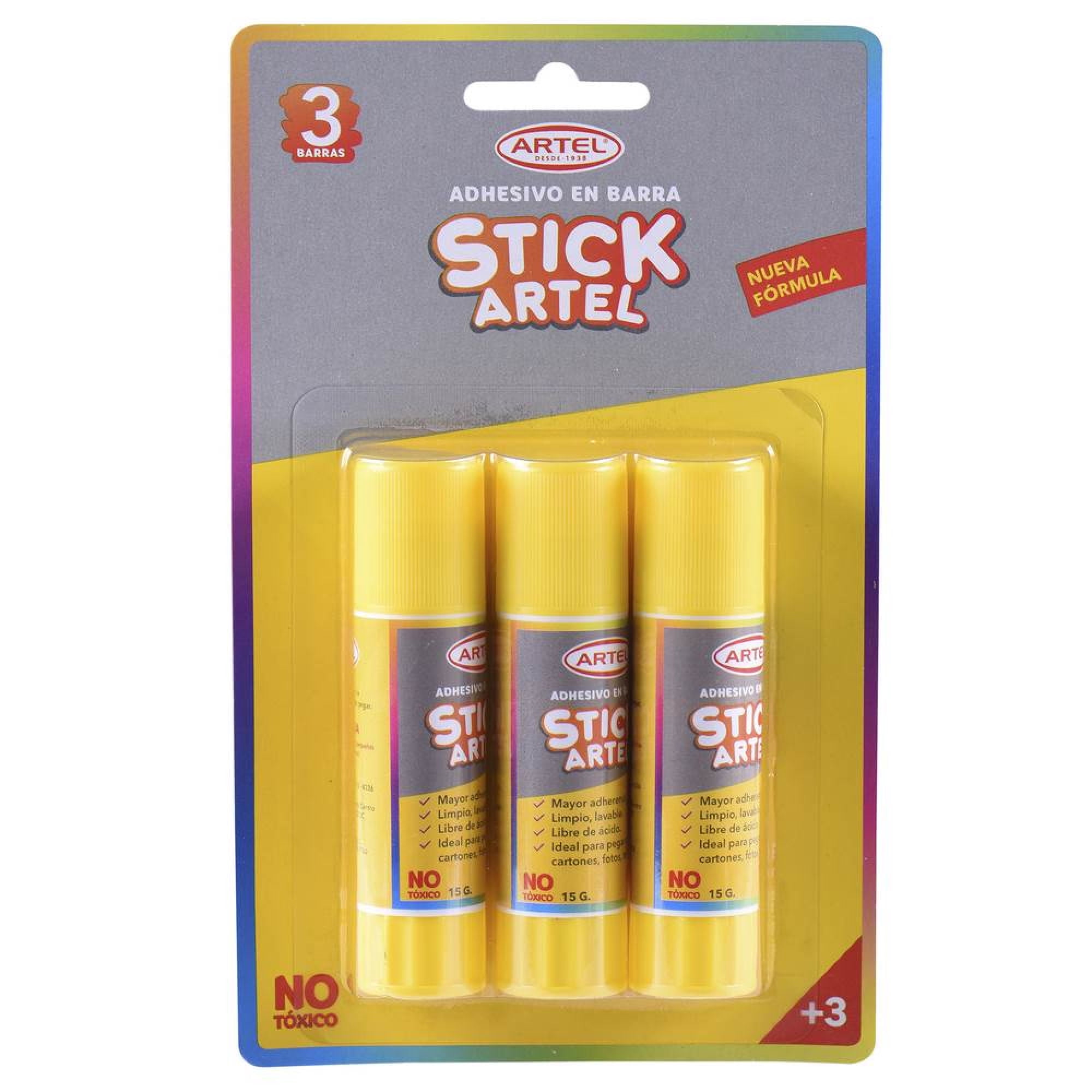 Pegamento En Barra, Pack 3 Un 15g 1 Un Artel