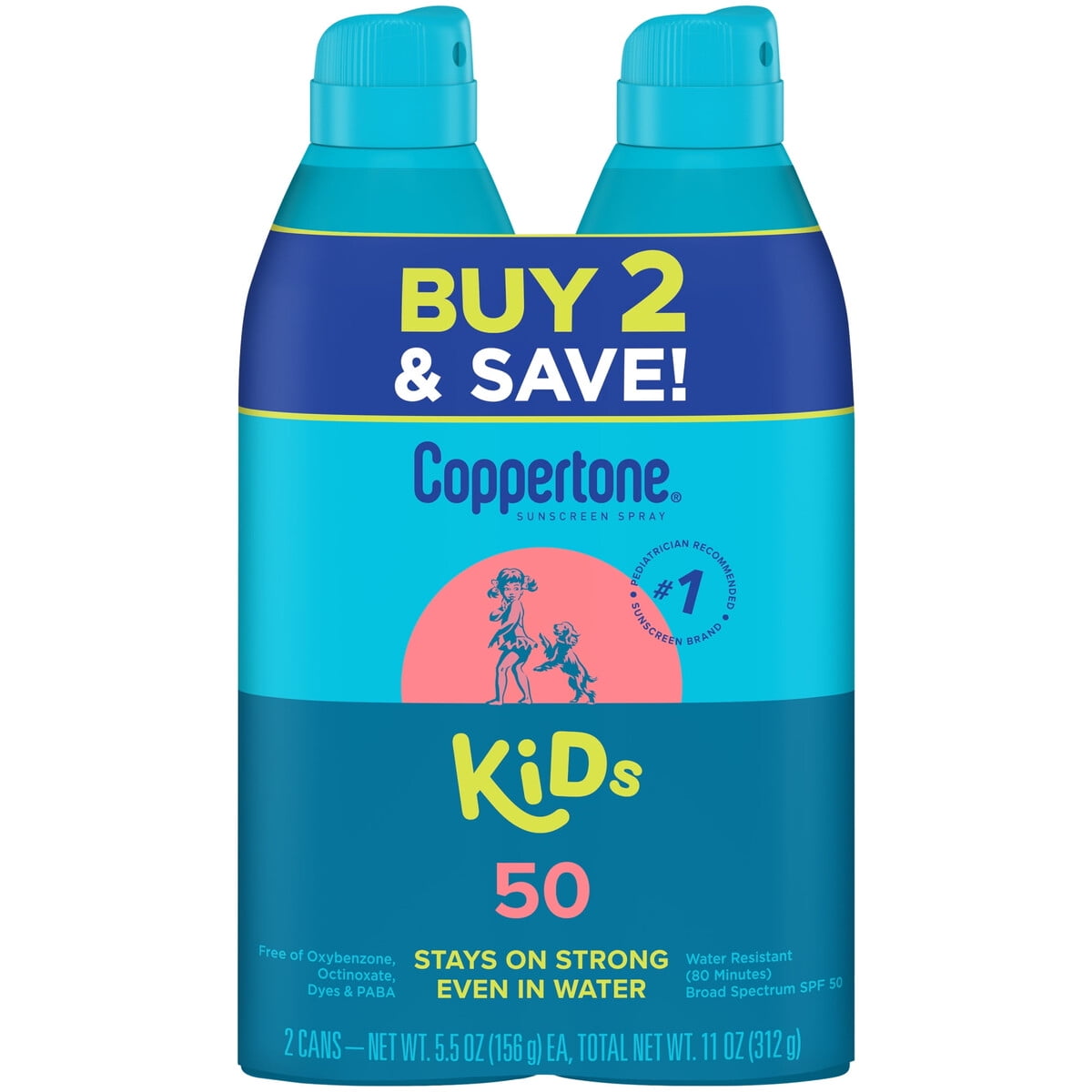 Bloqueador Solar Spray Coppertone Kids Spf 50 2x311g Resistente