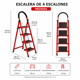 thumbnail image 2 of Escalera De Tijera Metálica Roja 4 Peldaños Plegable Hogar, 2 of 4