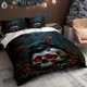 thumbnail image 1 of [Warner Bros Collaboration] Duvet Cover Set "Crimson Night": Bat Perched on Skull with Rose Garland Dark Fantasy Theme Innovative Cartoon Design for Single/Doub, 1 of 1