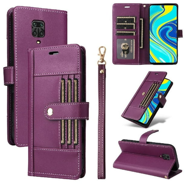 FOXDOCK Funda tipo Cartera para Xiaomi Redmi Note 9s – Cubierta de Cuero PU con Múltiples Ranuras, Bolsillo para Efectivo y Correa de Muñeca